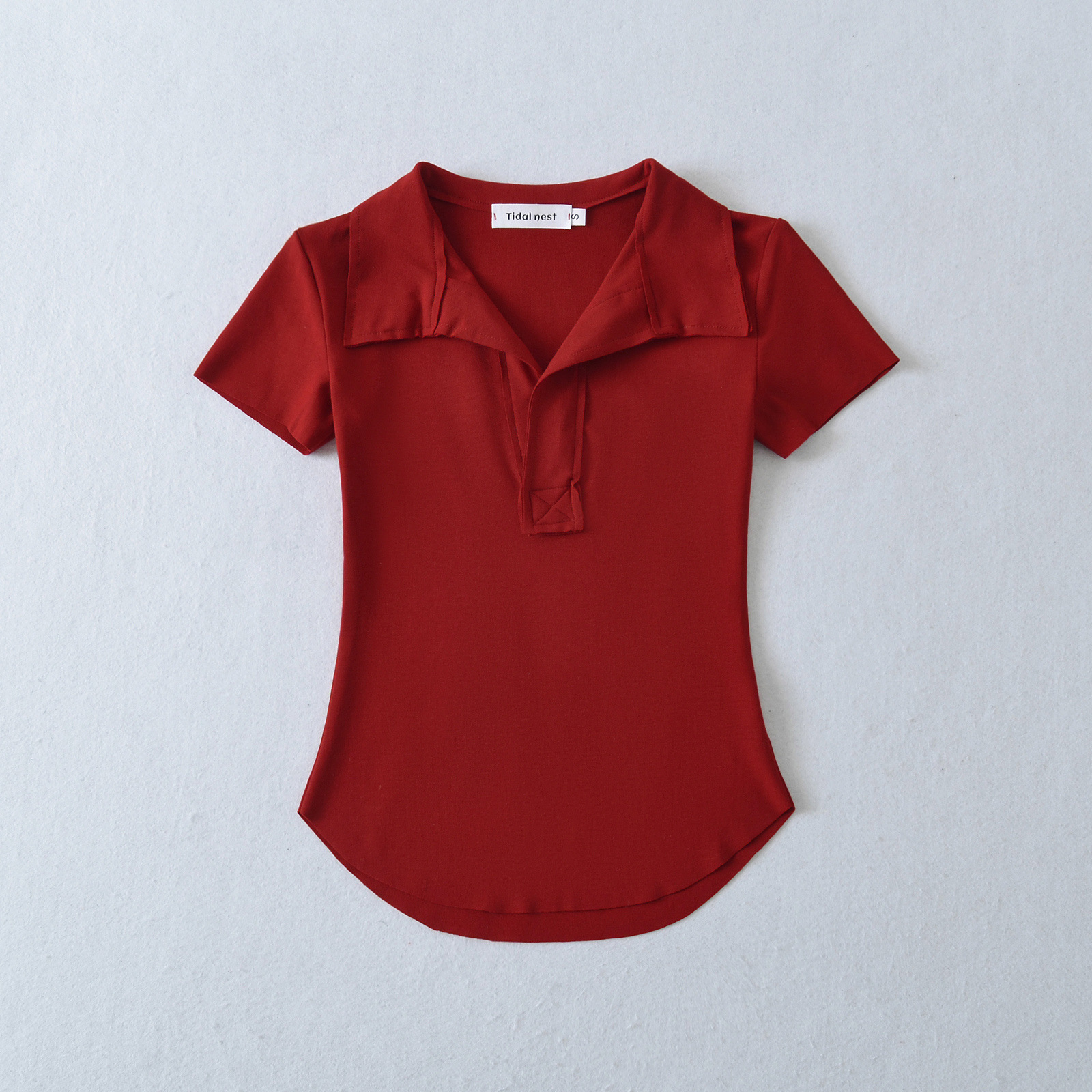 Sexy V-neck Curved Hem Short Sleeve Casual T-shirt