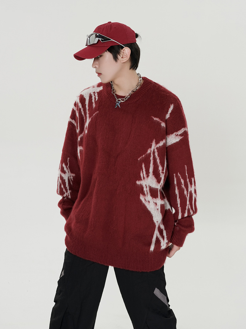 Slouchy Long Sleeve Cotton Polyester Crew Collar Sweater
