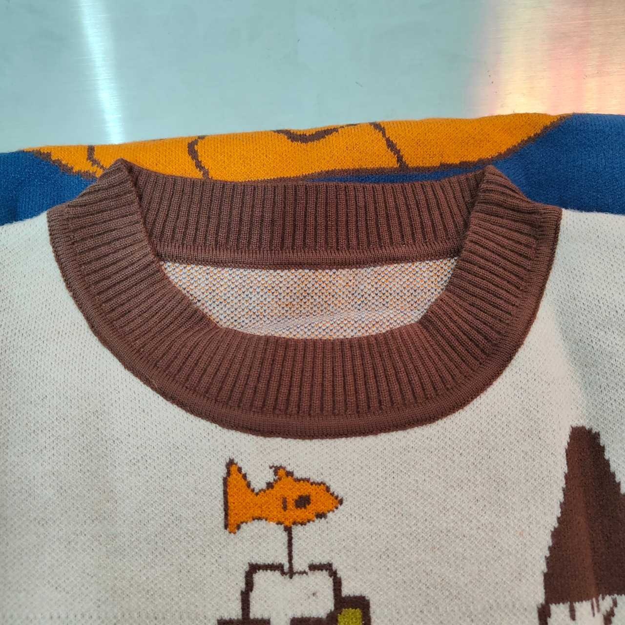 Colorful Feline And Aquatic Print Viscose Sweater