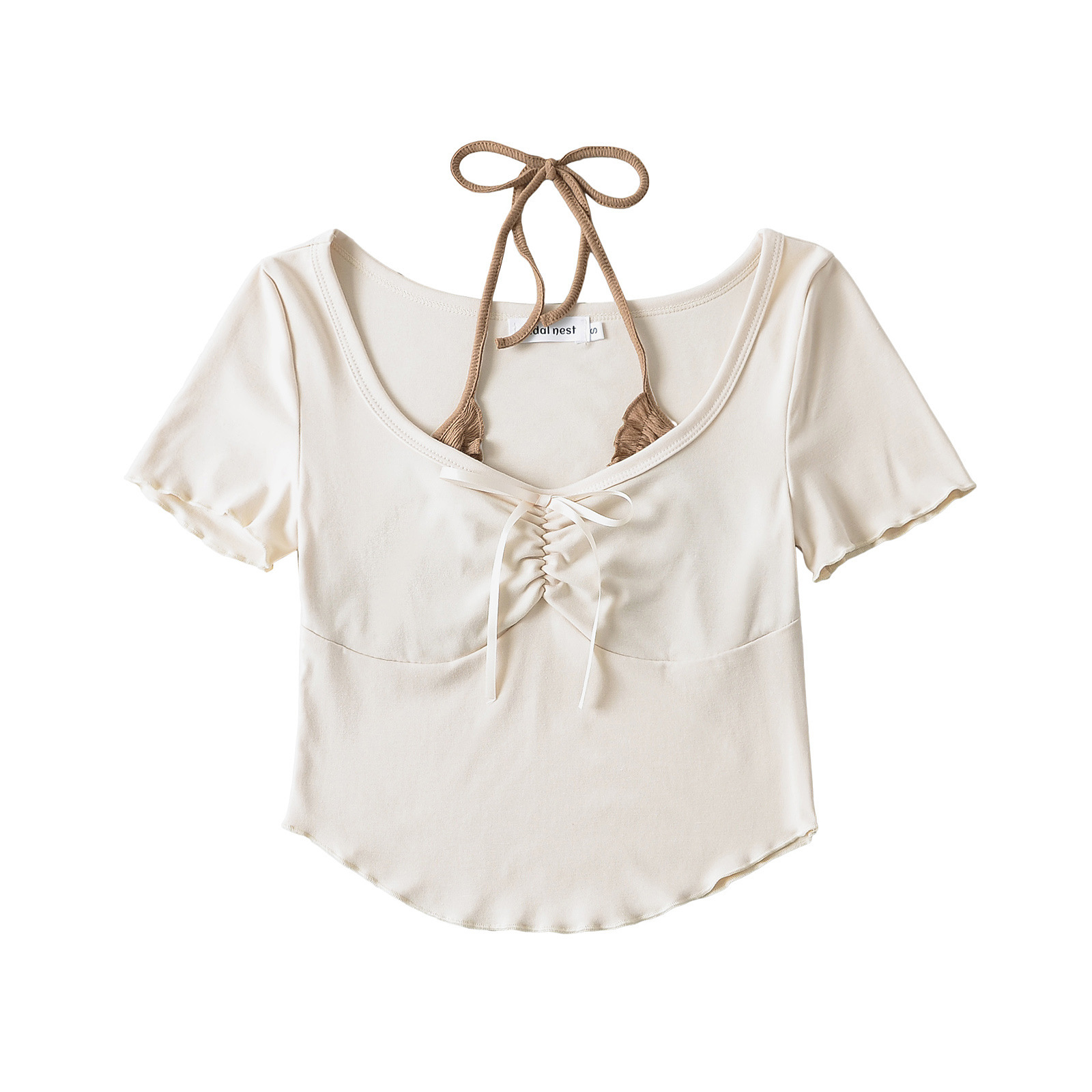 Faux Double Knot Short Sleeve Halter Top