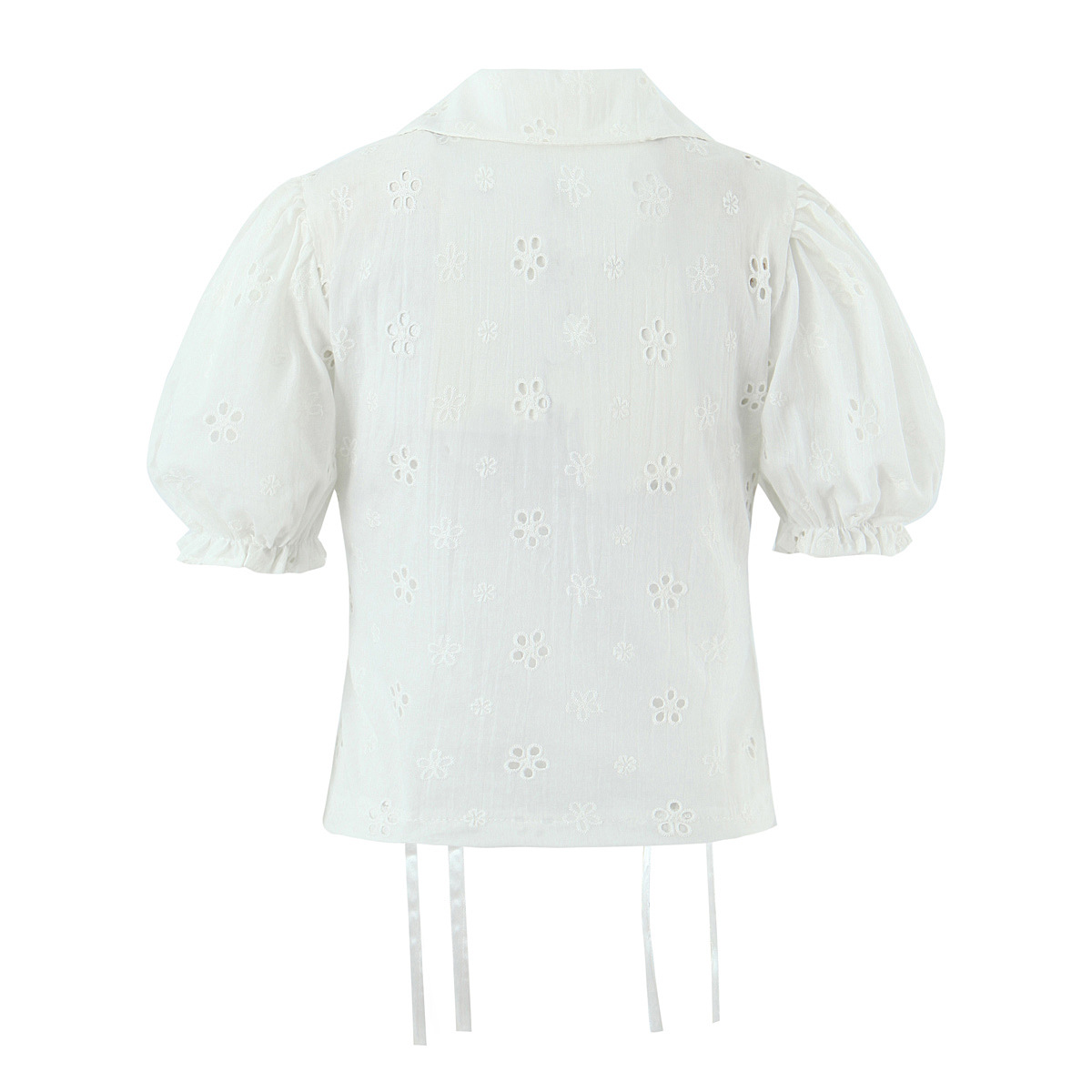 Ruffle Peter Pan Cutout Puff Top