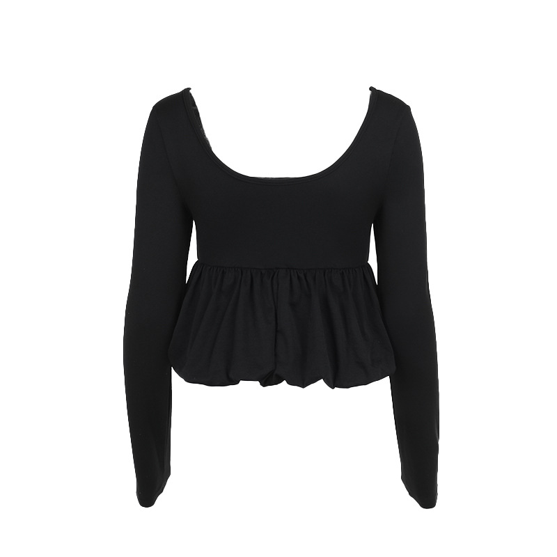 Sleek Scoop Collar Full Sleeve Blossom Print Top