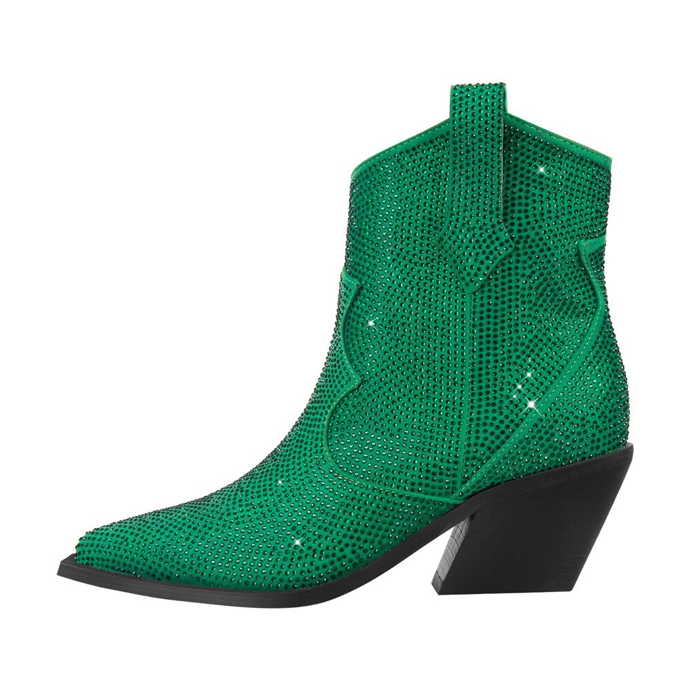 Processing time:7-15days after placing orders GCYFWJ Fashion Rhinestone Women Ankle Boots For Woman Pointed Toe Western Cowboy Botas De Mujer Square Heel Party Shoes Botines