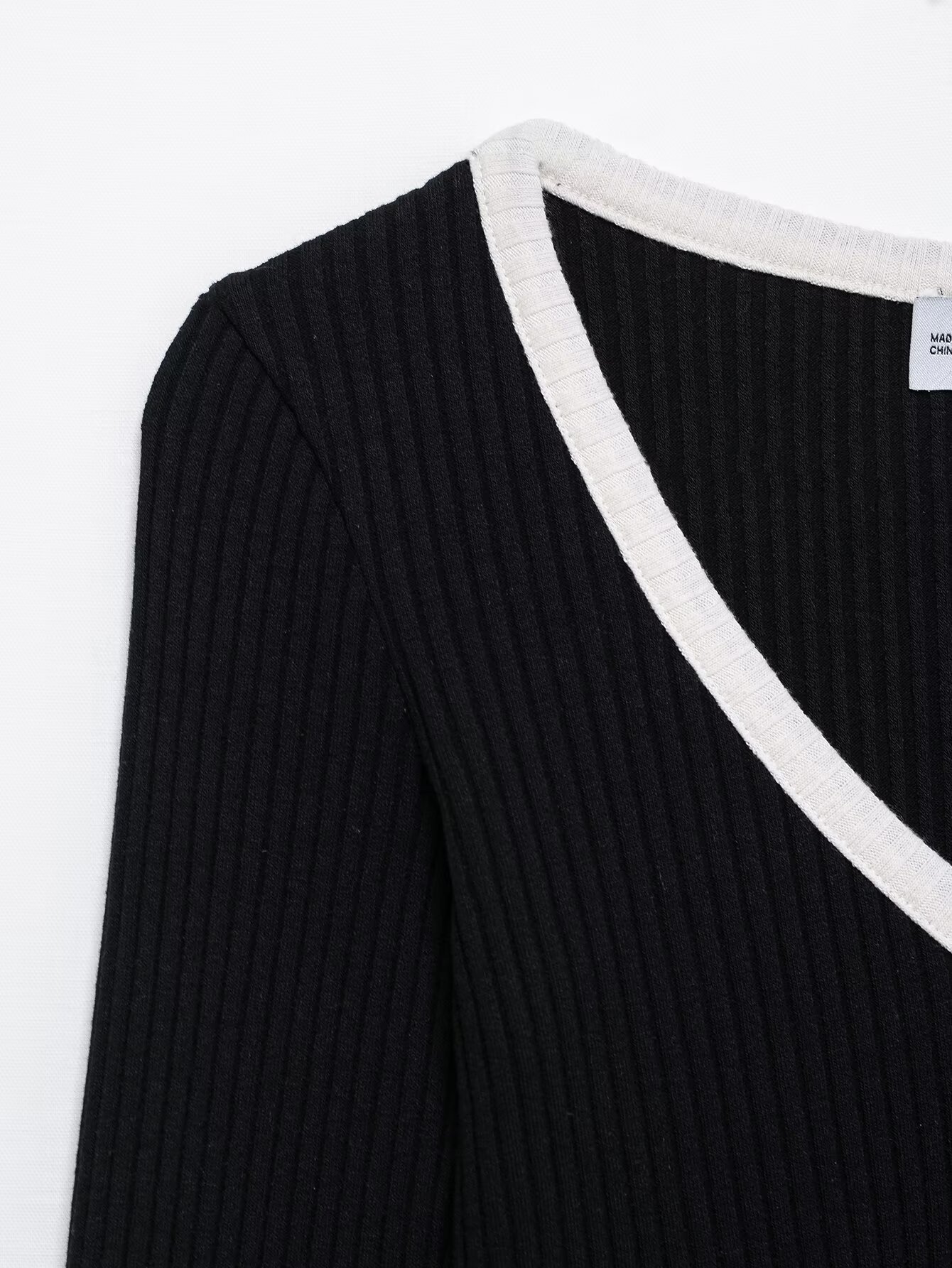 European American Long Sleeve Color Block Sweater