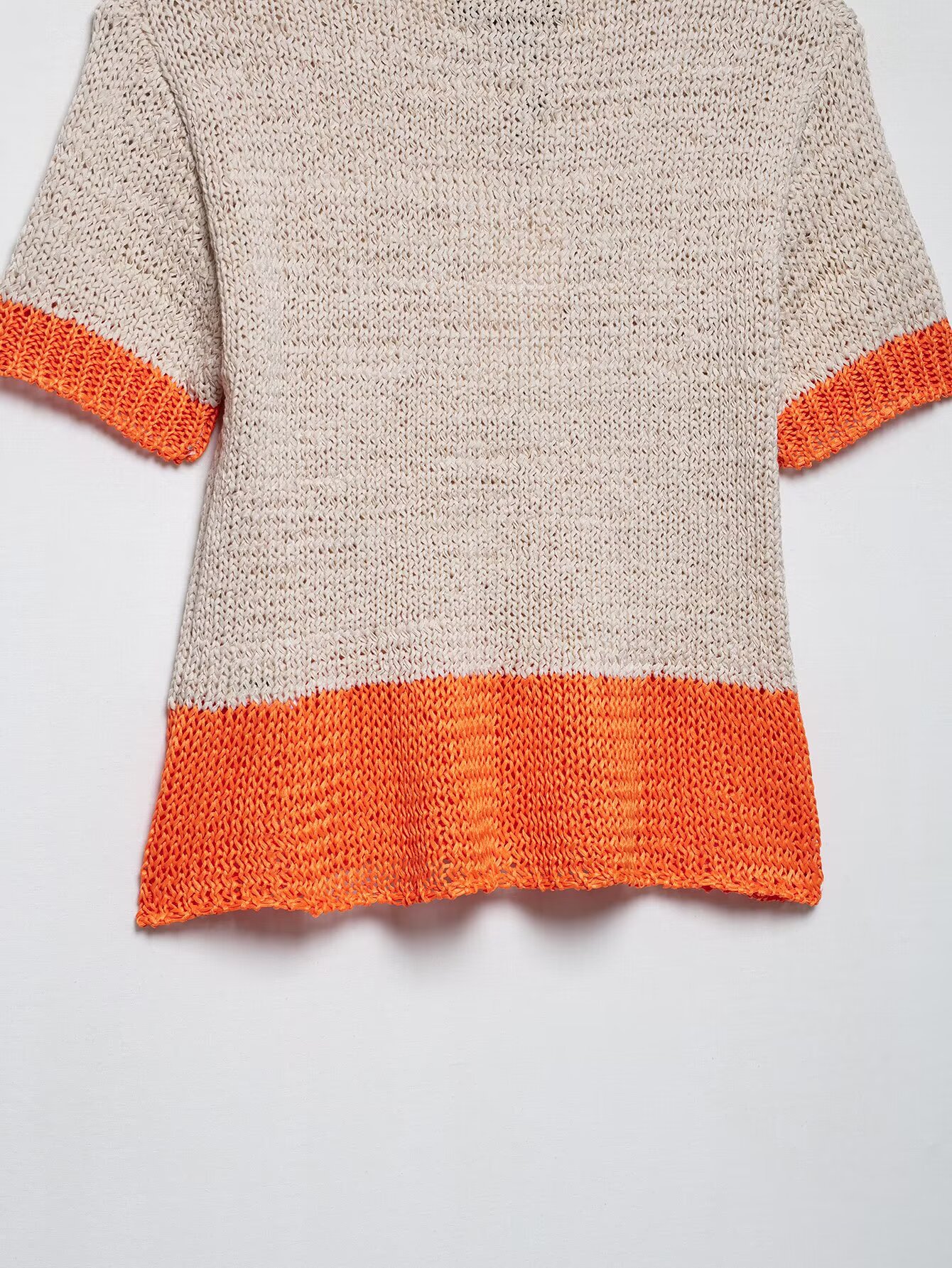 Fitted Three-Quarter Sleeve Polyester Accent Trim Sweater