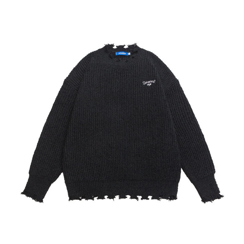 Oversized Color Block Sweater Long Sleeve Polyester