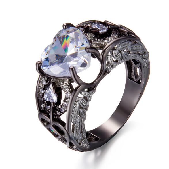 Retro May Birthstone Green Heart Rings