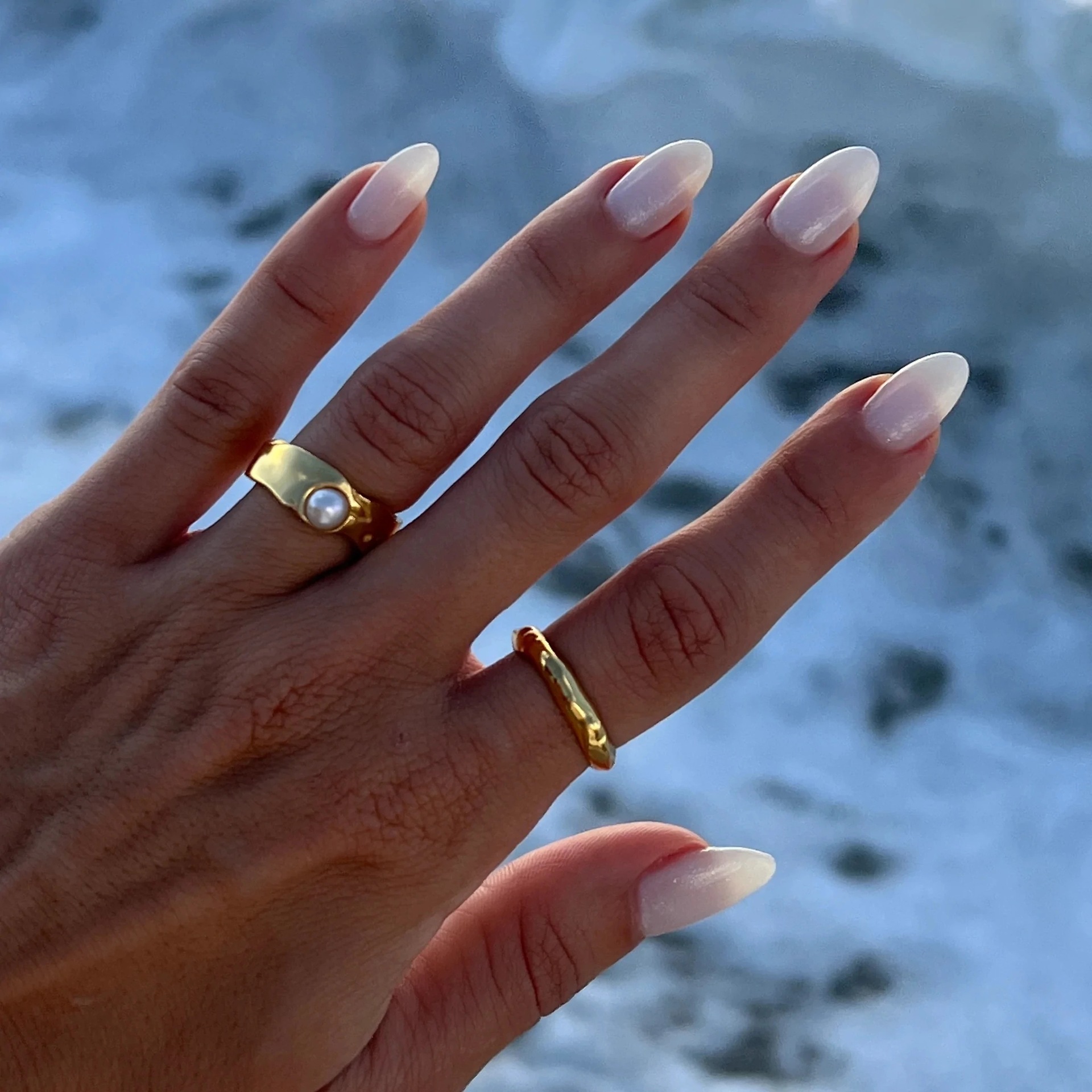 Uworld Vintage Style Ring 18K gold plated Fresh Water Pearl Stainless Steel Jewelry Elegant Imitation Ring Accessories New