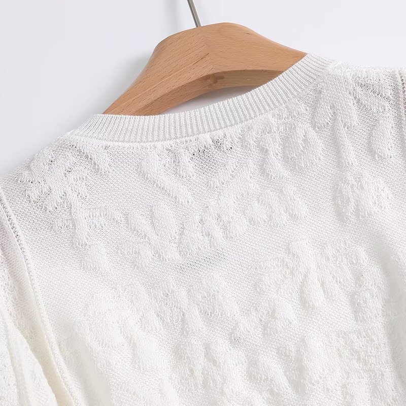 Ivory Cutout Full Sleeve Crew Sweater