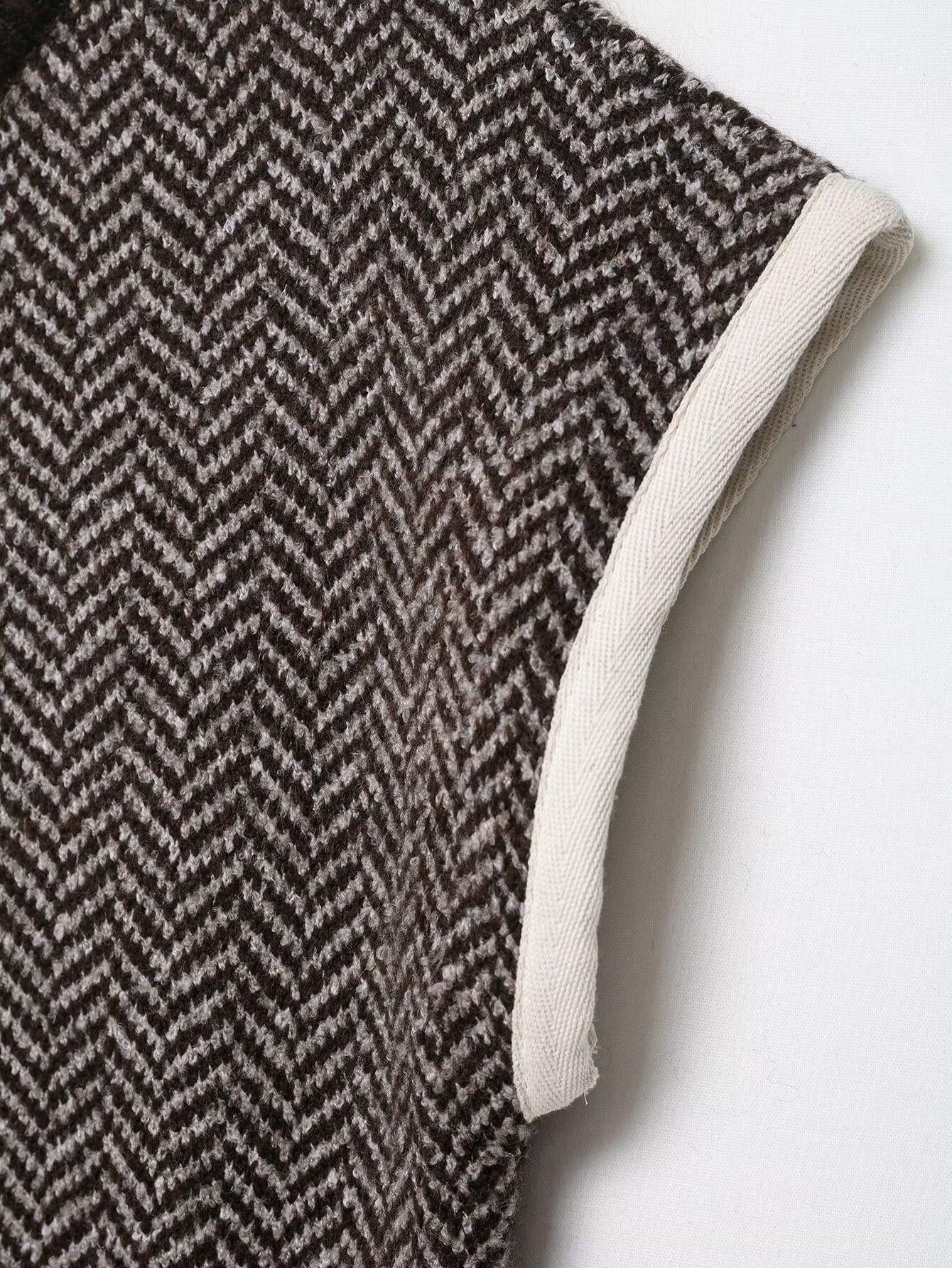 Crewneck Polyester Plain Fishbone Sweater Vest