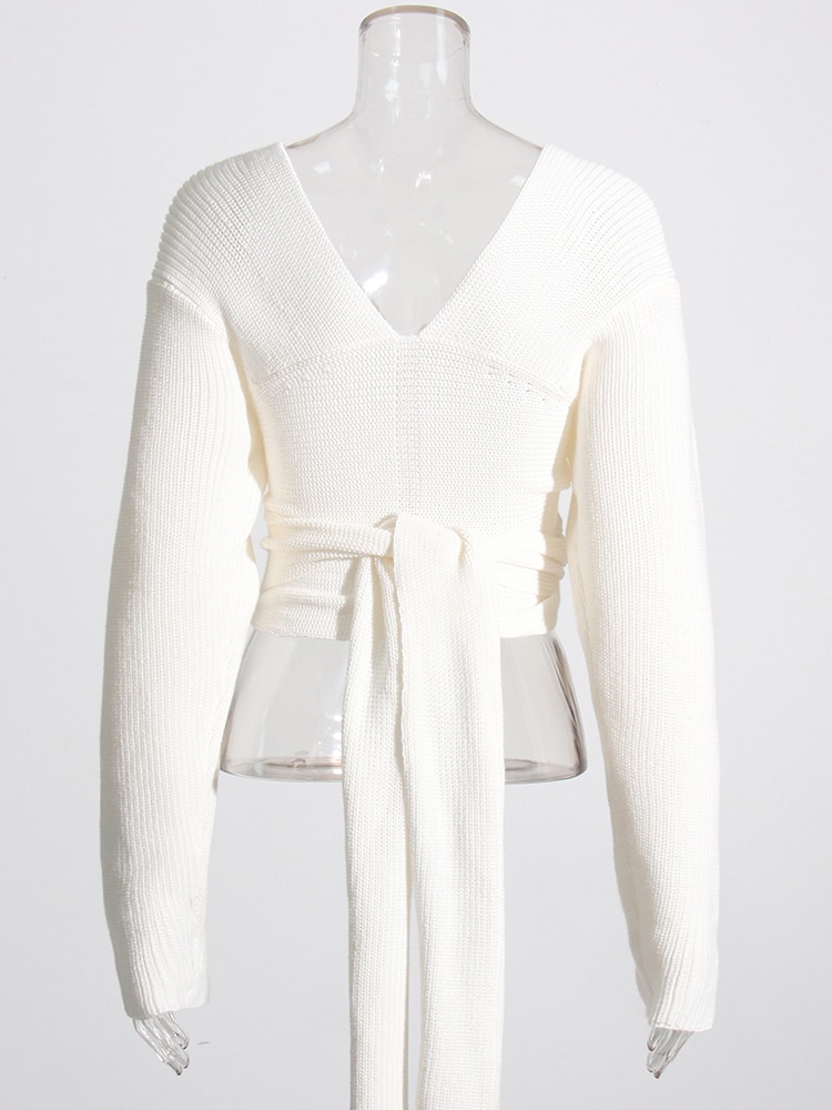 Ladies Open Back Knit Pullover Sweater