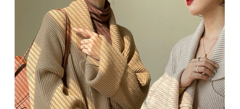 Wool Blend Oversized Collar Cardigan