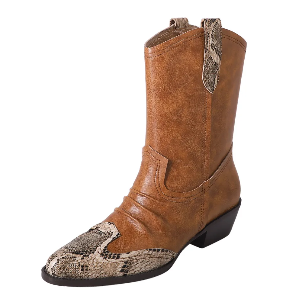 Western Women Short Boots Fashion Pleated Genuine Leather Shoes Woman Office Lady Retro Autumn Winter