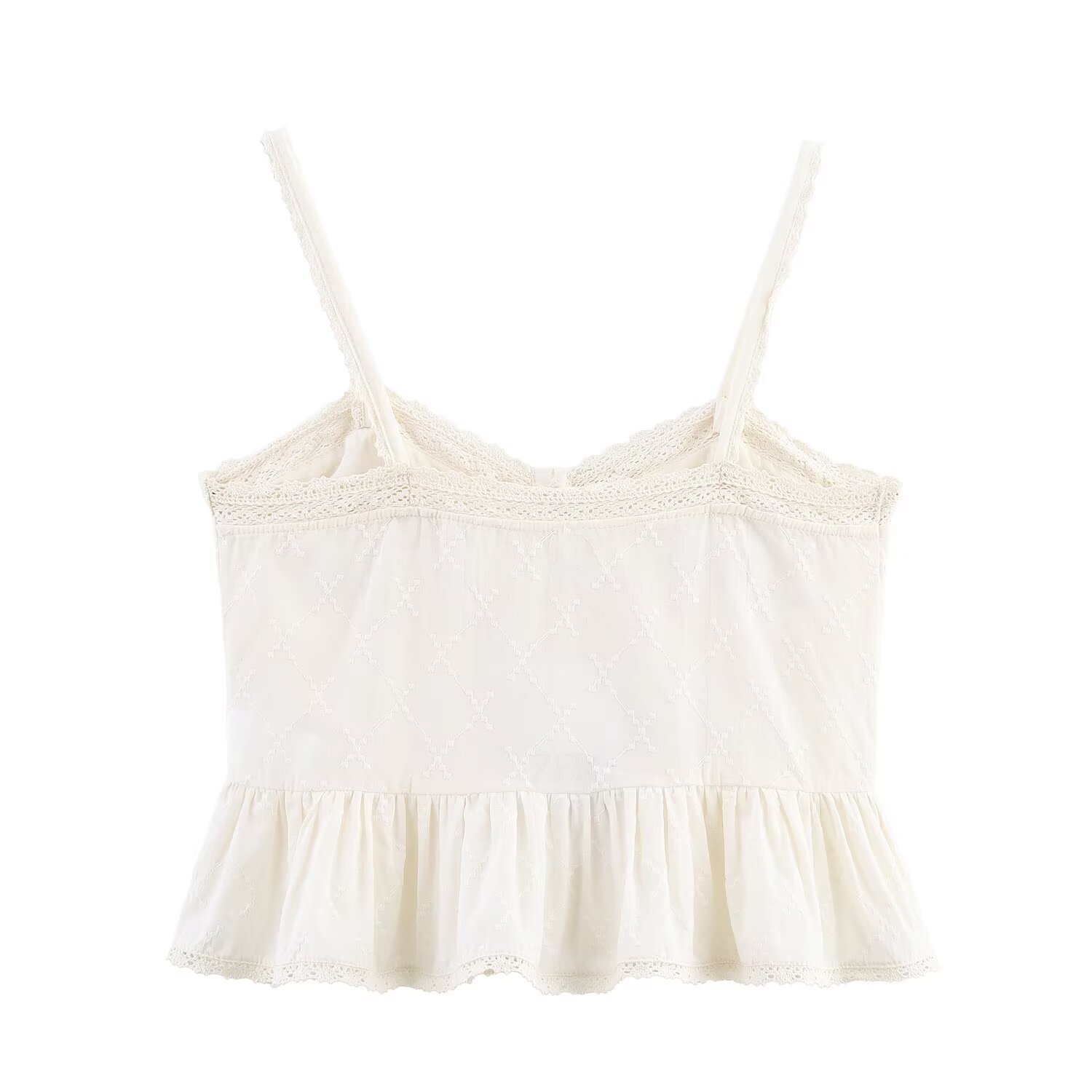 Strapless collar embroidered lace camisole top for women