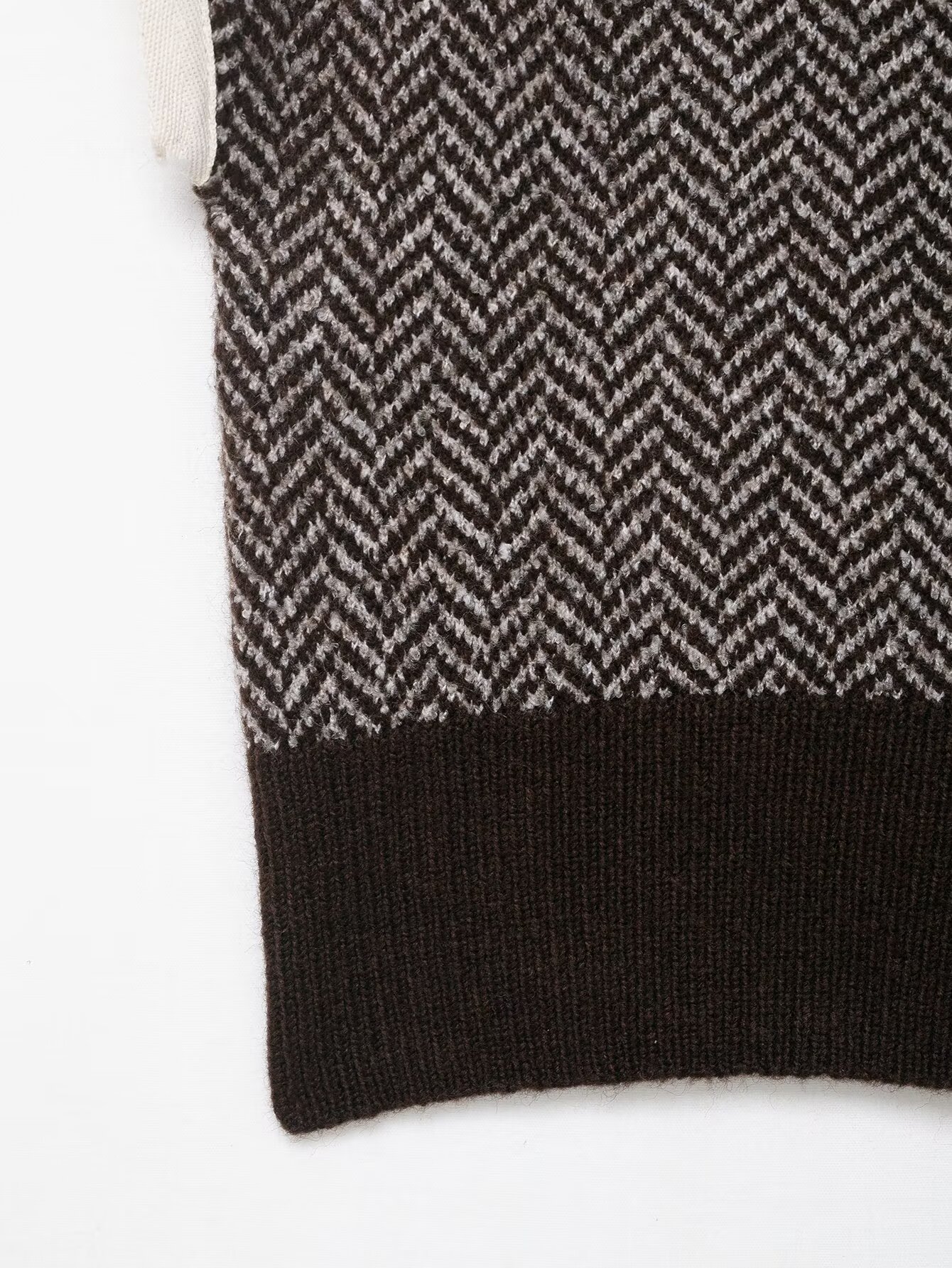 Crewneck Polyester Plain Fishbone Sweater Vest