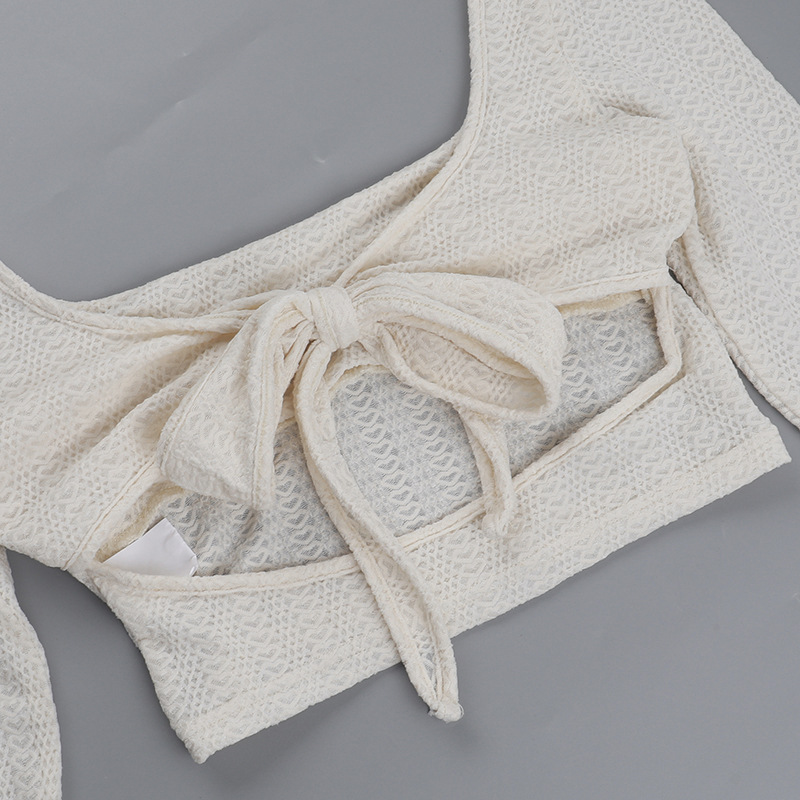 U Neck Full Sleeve Open Back Top