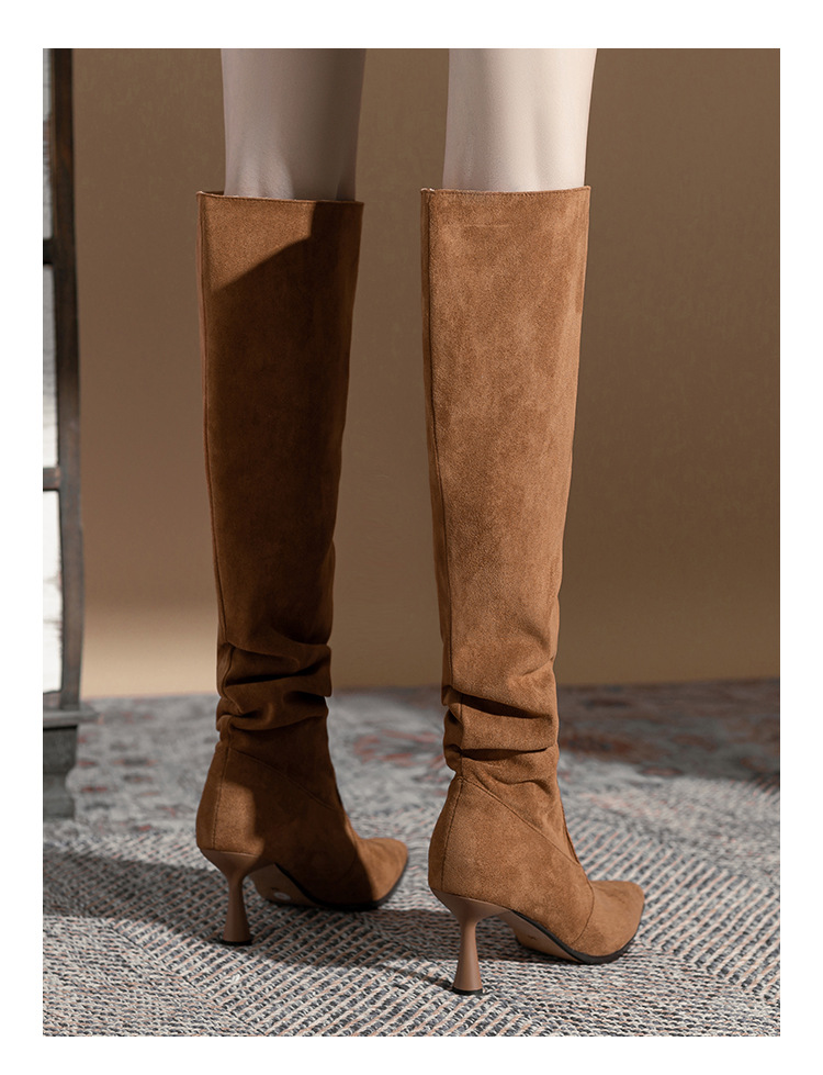 Sexy Women's Knee High Boots Fashion High Heels Pointed toe Black Brown Autumn Winter Warm