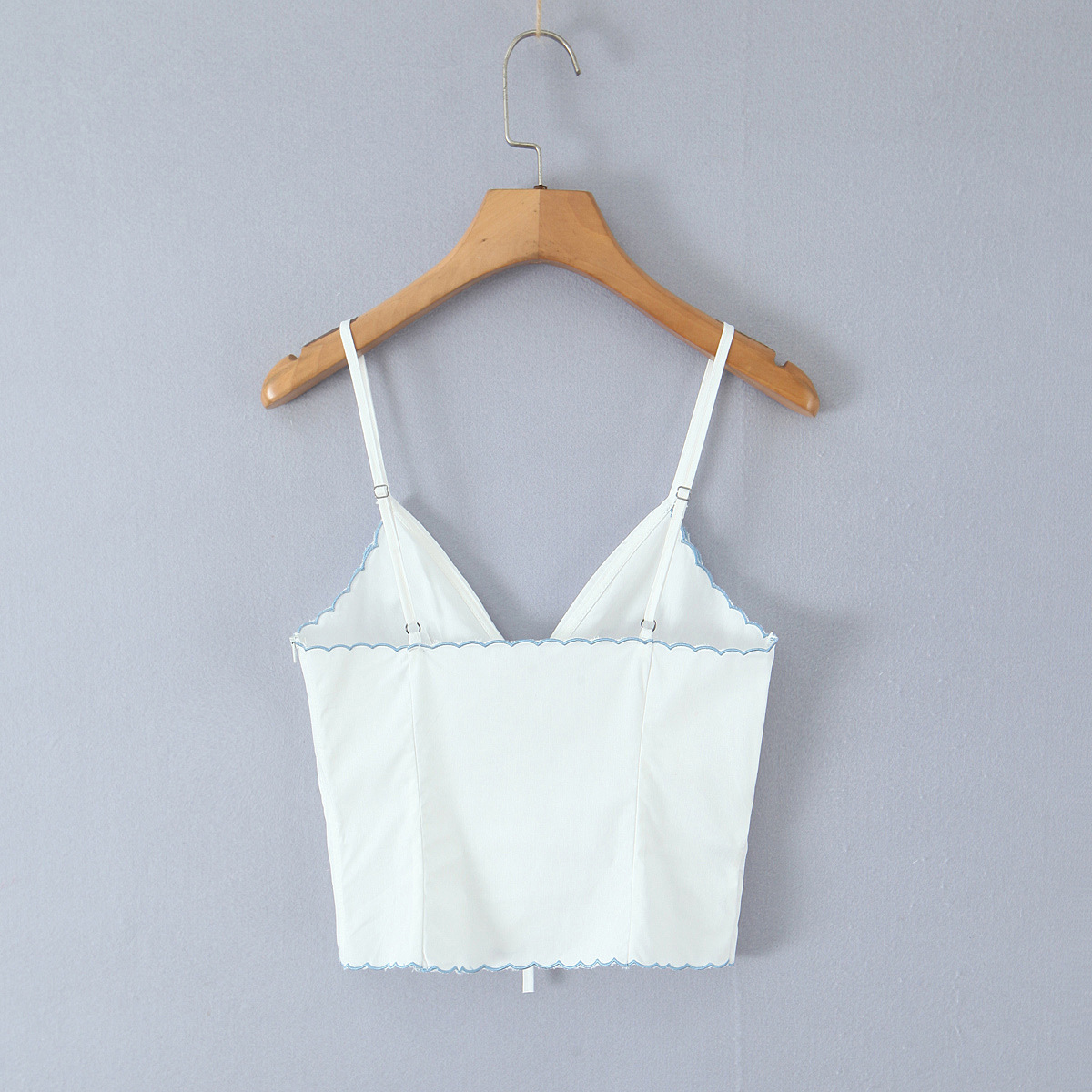 V-neck lace checkered suspender