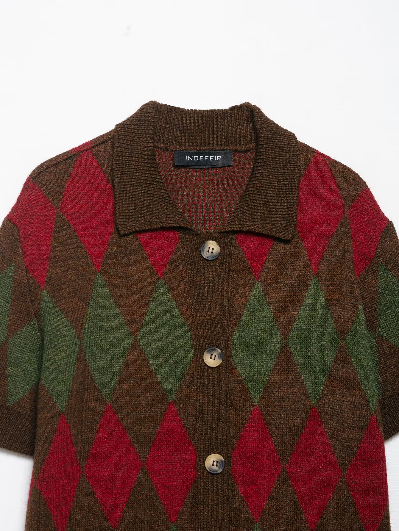 Ladies' Plaid Button Front Full Sleeve Sweater