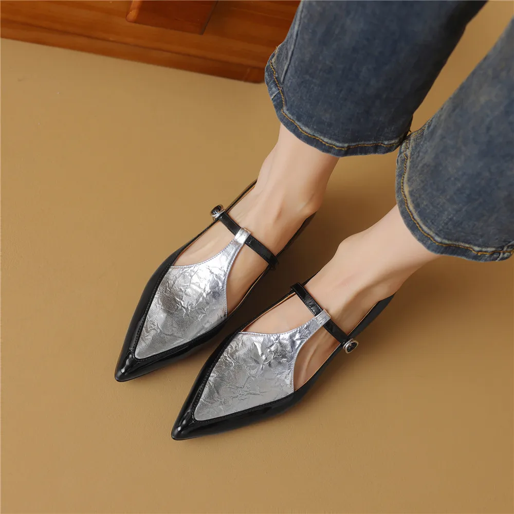 Ladies Urban Tapered Two-Tone Belted Ballerina
