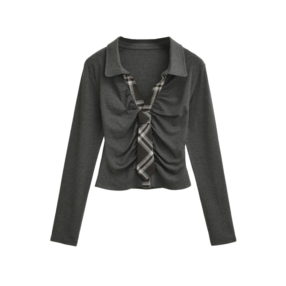 Bold Grid Lapel Dual Slim Outfit