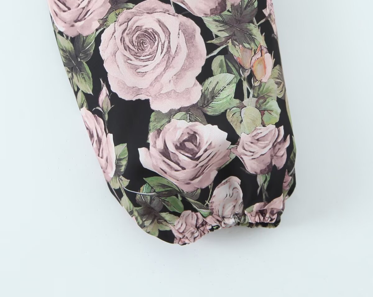 Full Sleeve Plunging Graphic Top