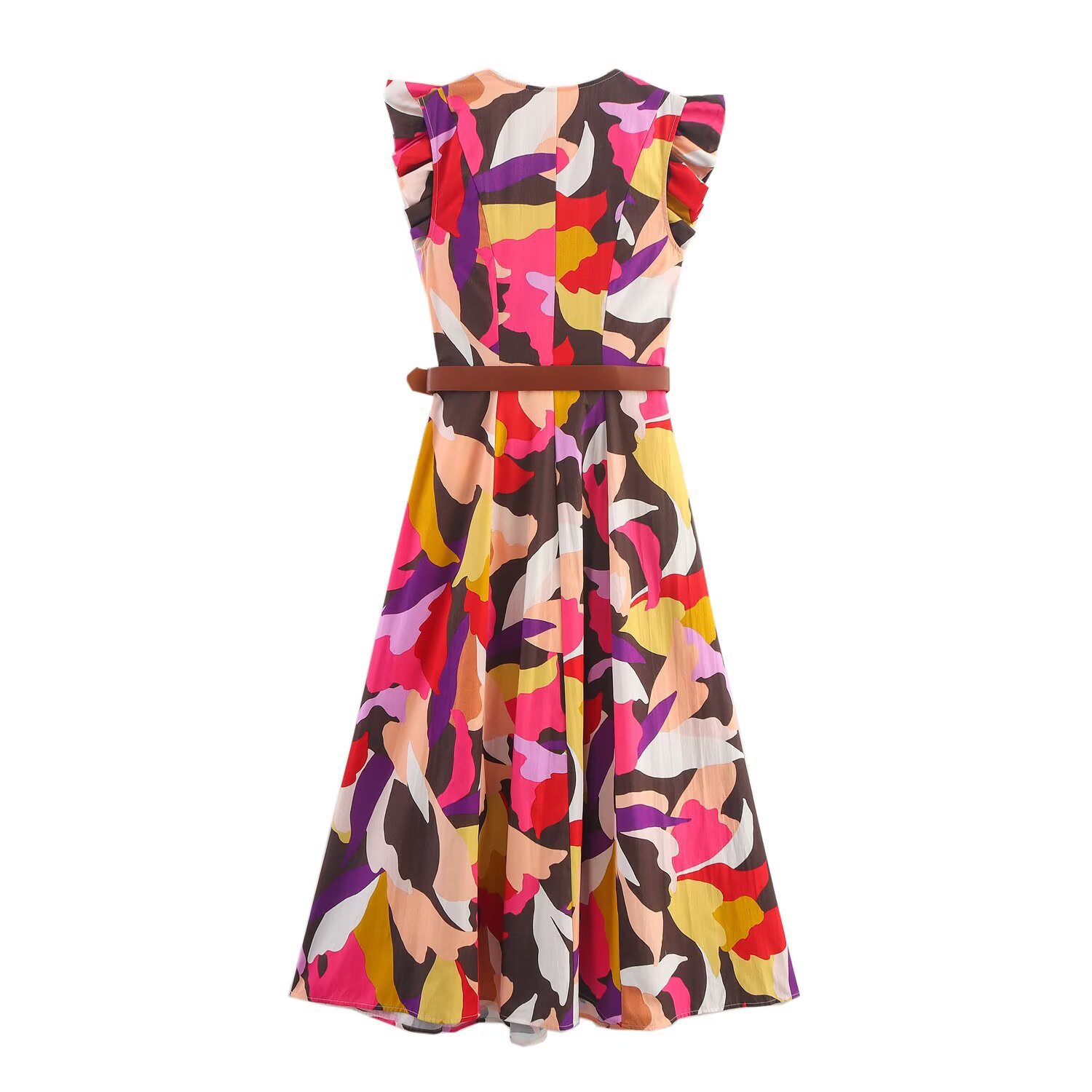 Women's Fashion Casual Printed Poplin Midi Dress