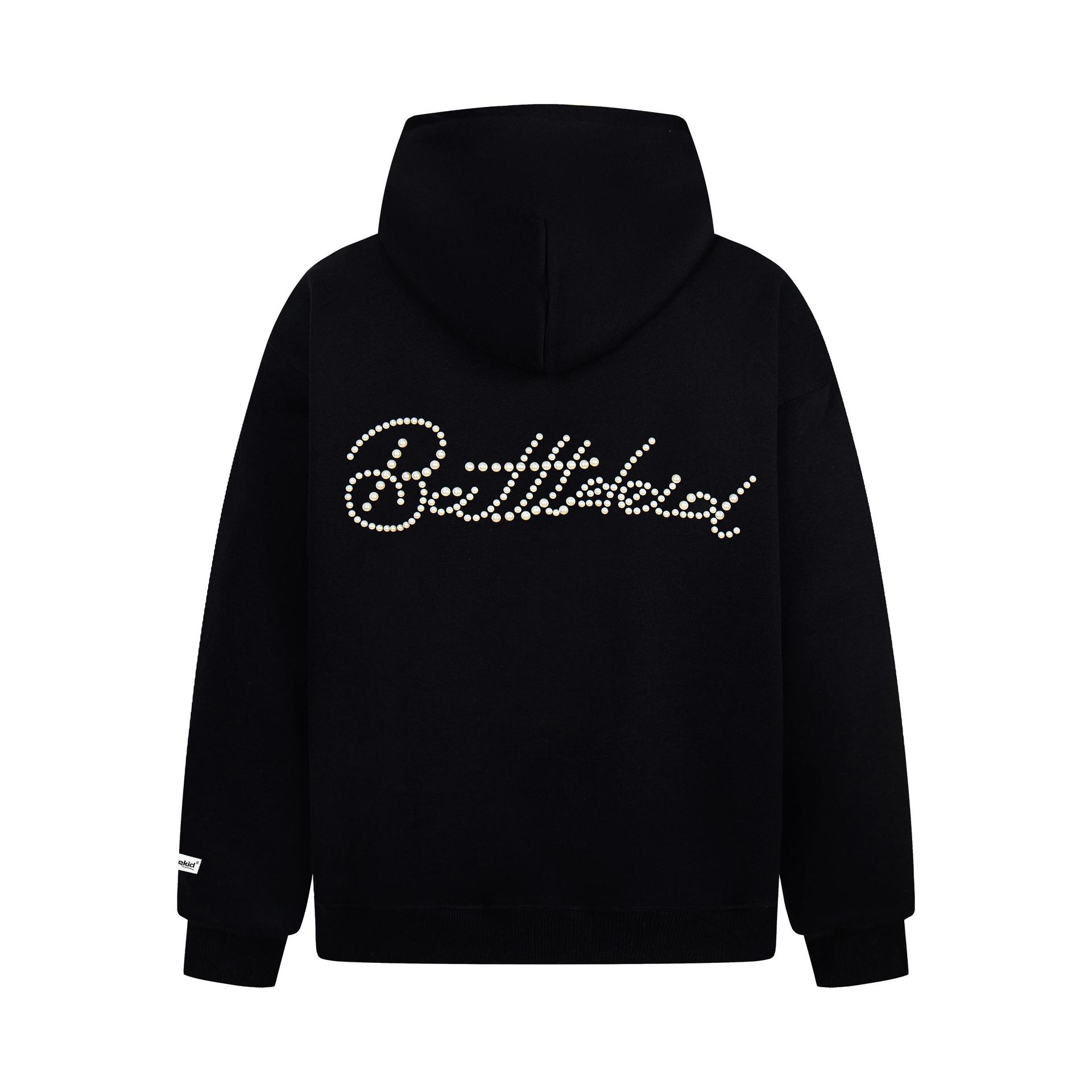 Cotton Urban Alphabet Beaded Hoodie