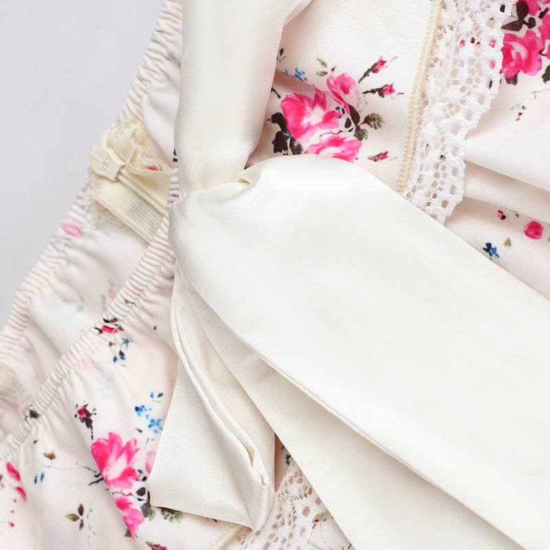 Asymmetrical Ribbon Flower Pattern Dress