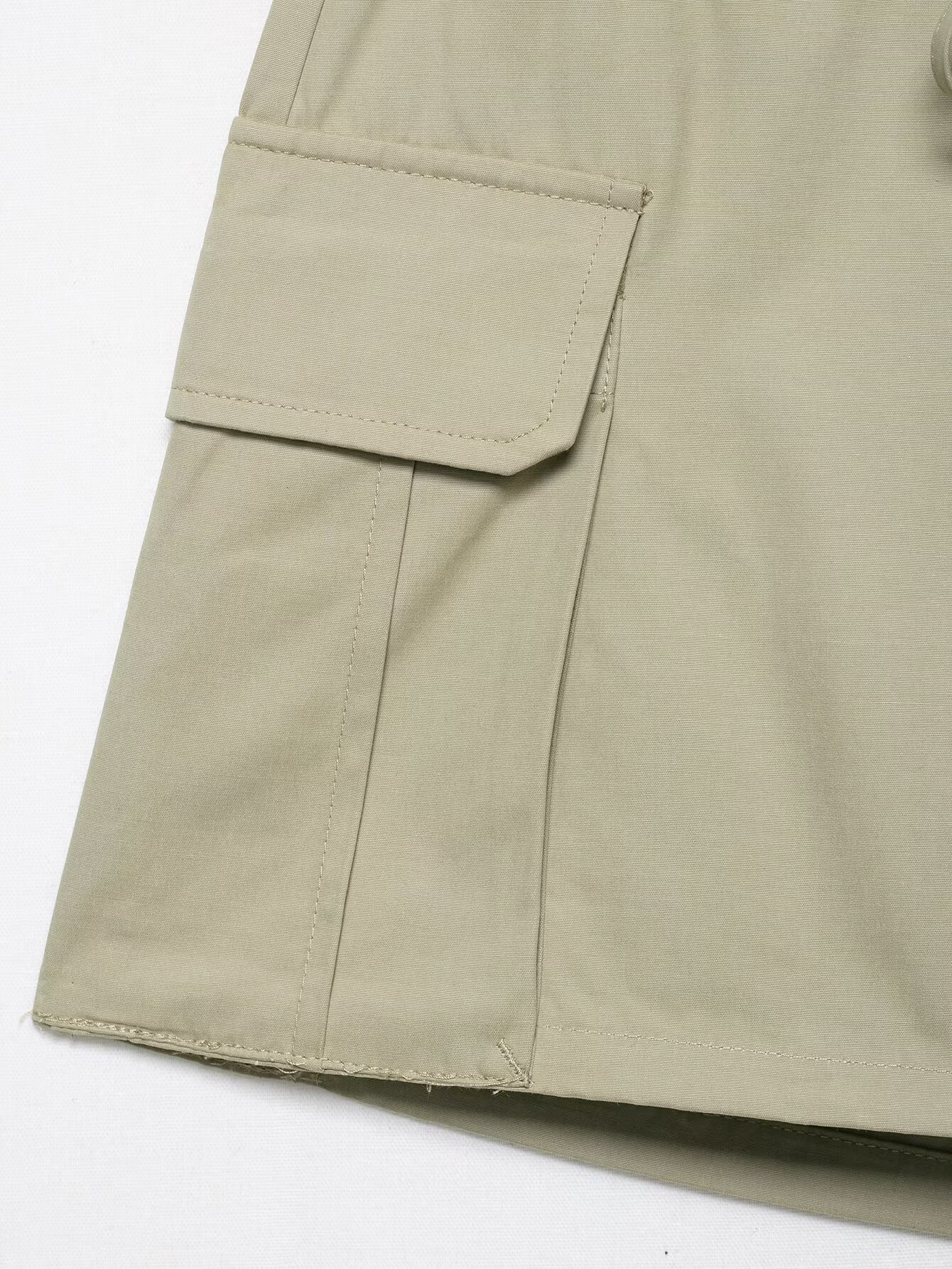 Ladies Cinch Plain Sash Waistband Utility Skirts
