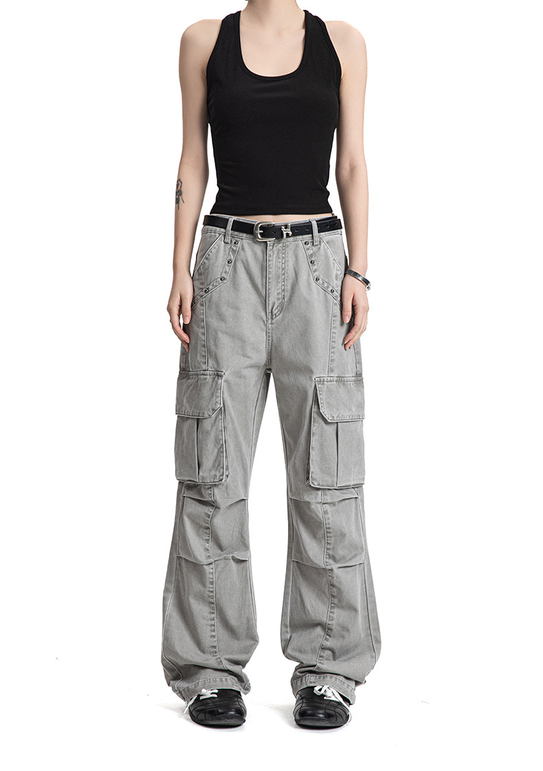 Multi-Pocket Deconstructed Flared Vintage Trousers for Men