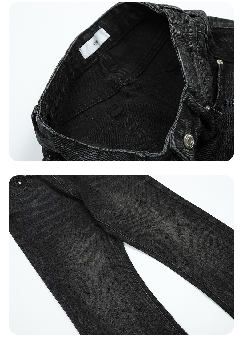 Black and Gray Flared Denim Pants for Men and Women Slim Fit Loose Tapered Washed Dark Casual Long Pants