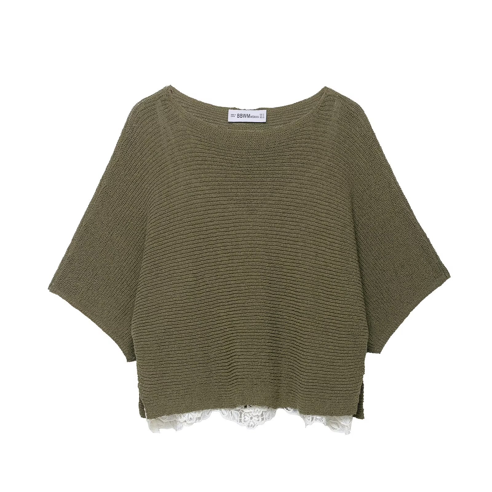 Ladies Polyester Paneled Crew Elbow-Length Top