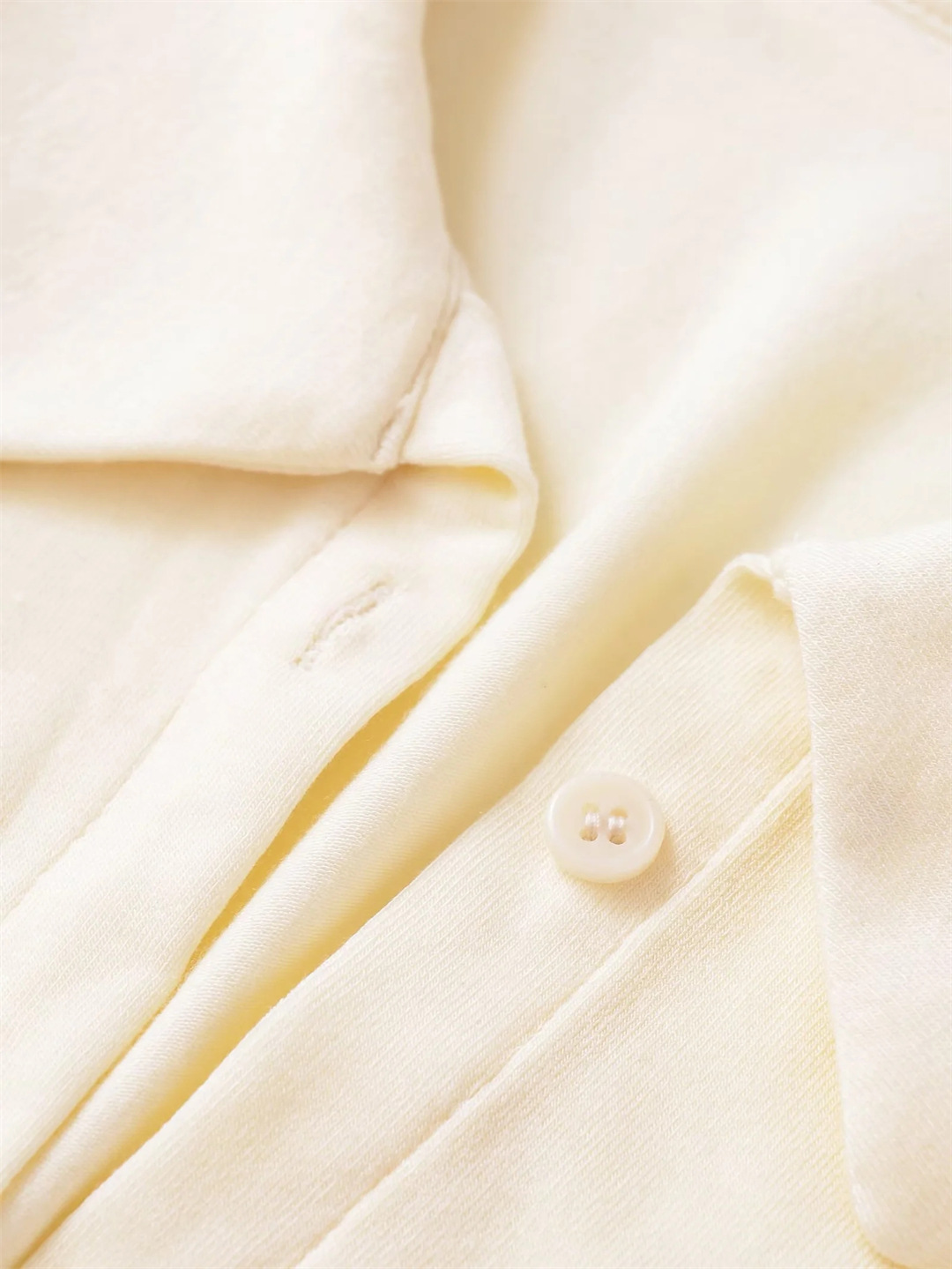 Plain Full-Arm Dropped-Neck Frill Double-Layer Slim-Fit Cropped Tee