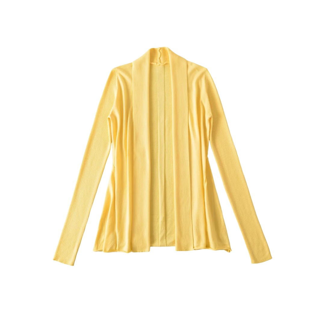 Ladies Plain Knit Irregular Silhouette Cardigan