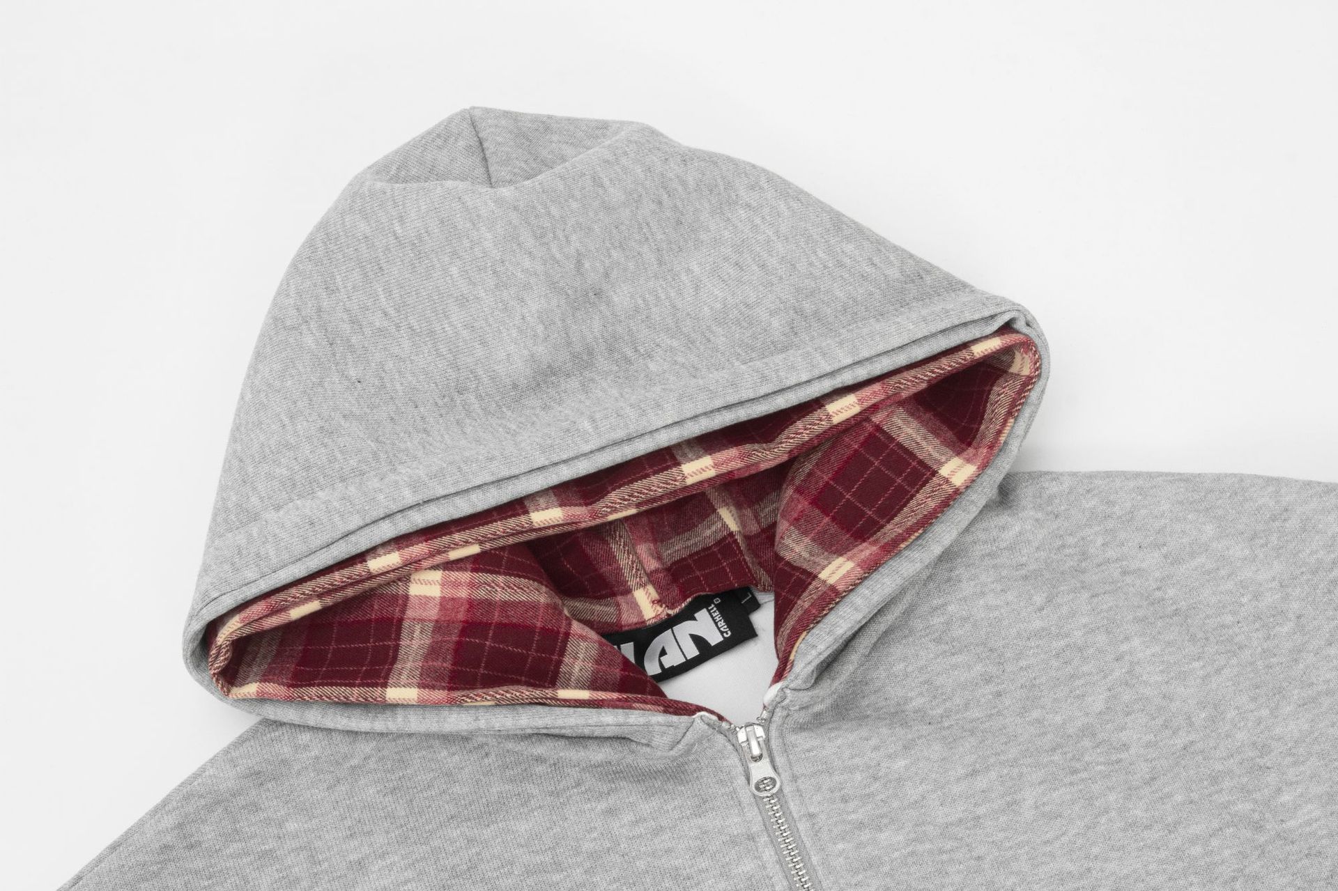 Oversized Checkered Cotton Zipper Hoodie