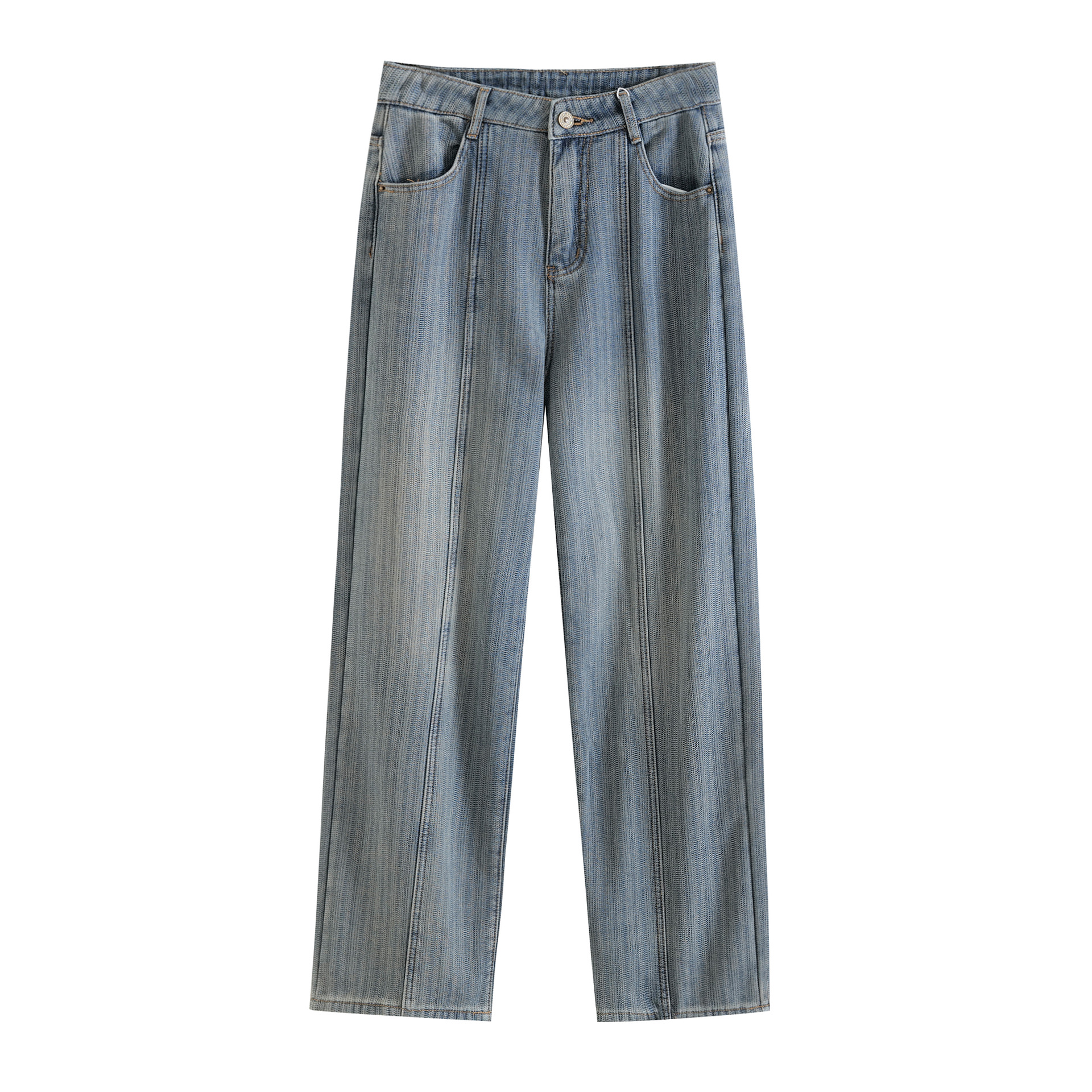 Warm striped straight leg slim fit pants for women's jeans
