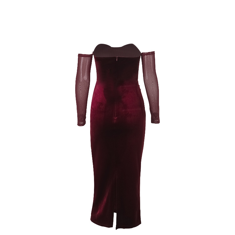 Long Sleeve Asymmetric Polyester Straight Dress