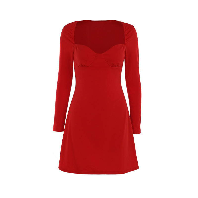 High Waist U-Neck Full Sleeve Office Pencil Dress