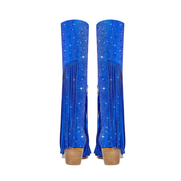 Ladies Rubber Tall Chunky V-Toe Boots