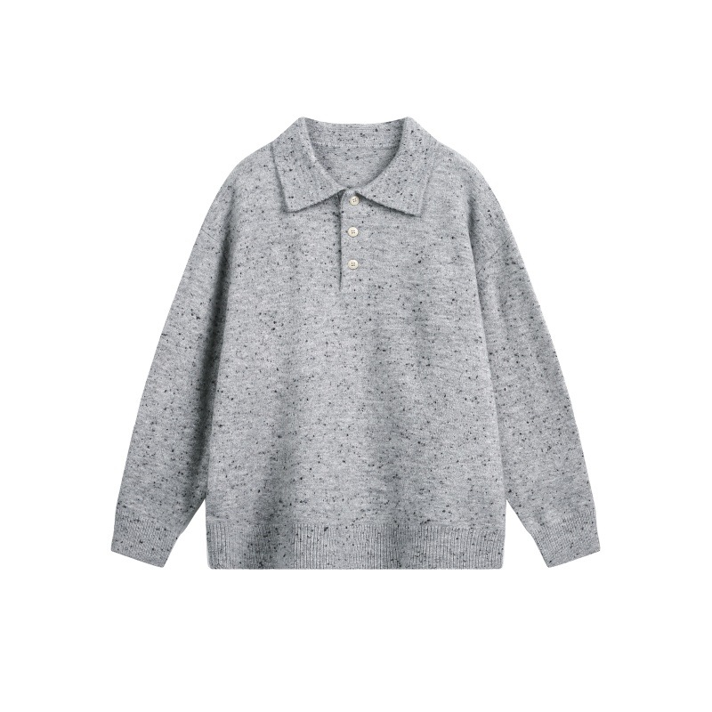 Oversized Japanese Workwear Polyester Clasp Neck Sweater