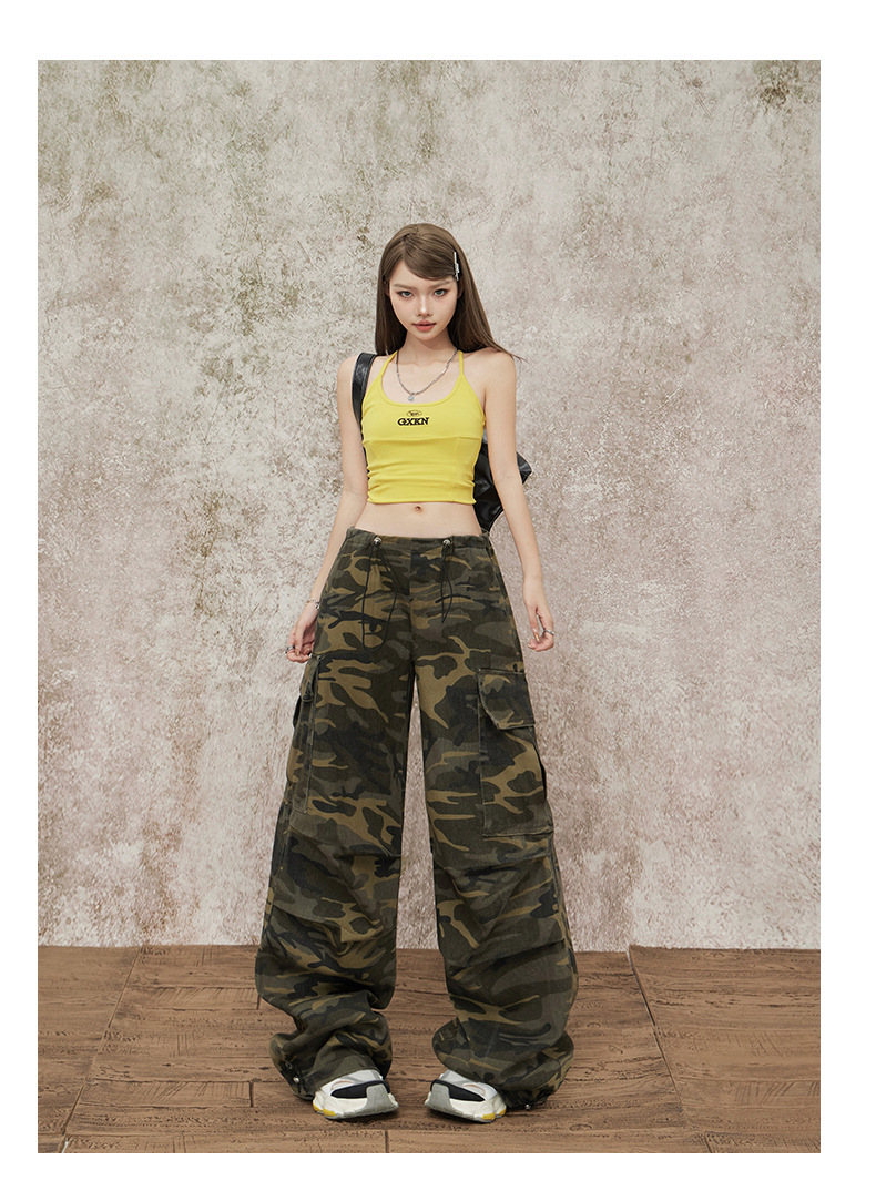 Women's Casual Work Pants Waist Cuffed Loose Slim Wide Leg Pants