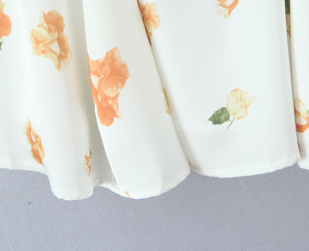 Box Neck Puff Mini Flower Dress