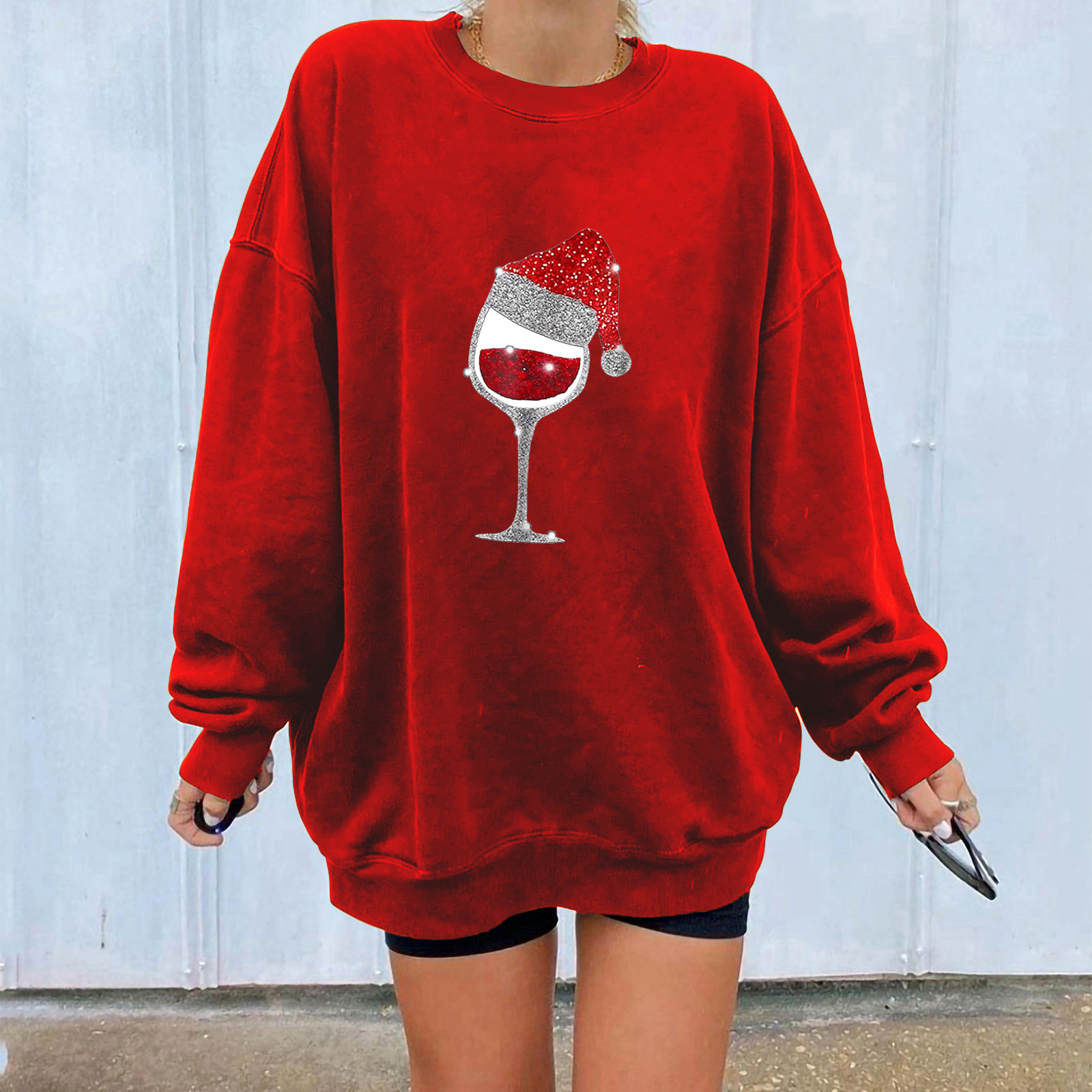 Women's Thick Bardot Hoodie with Holiday Goblet Graphic