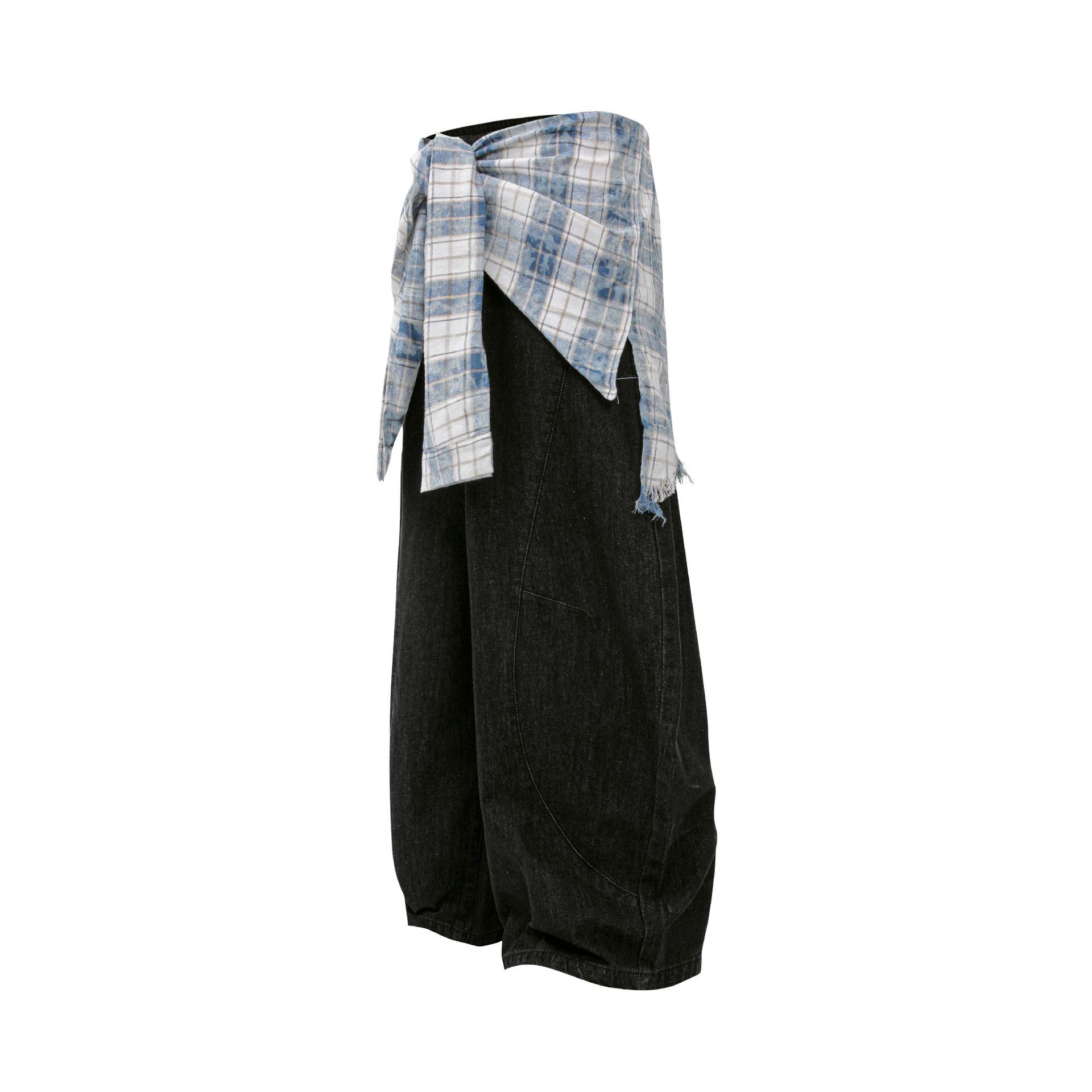Street Style Vintage Raw Denim Deconstructed Design Men's Loose Cut-Off Jeans