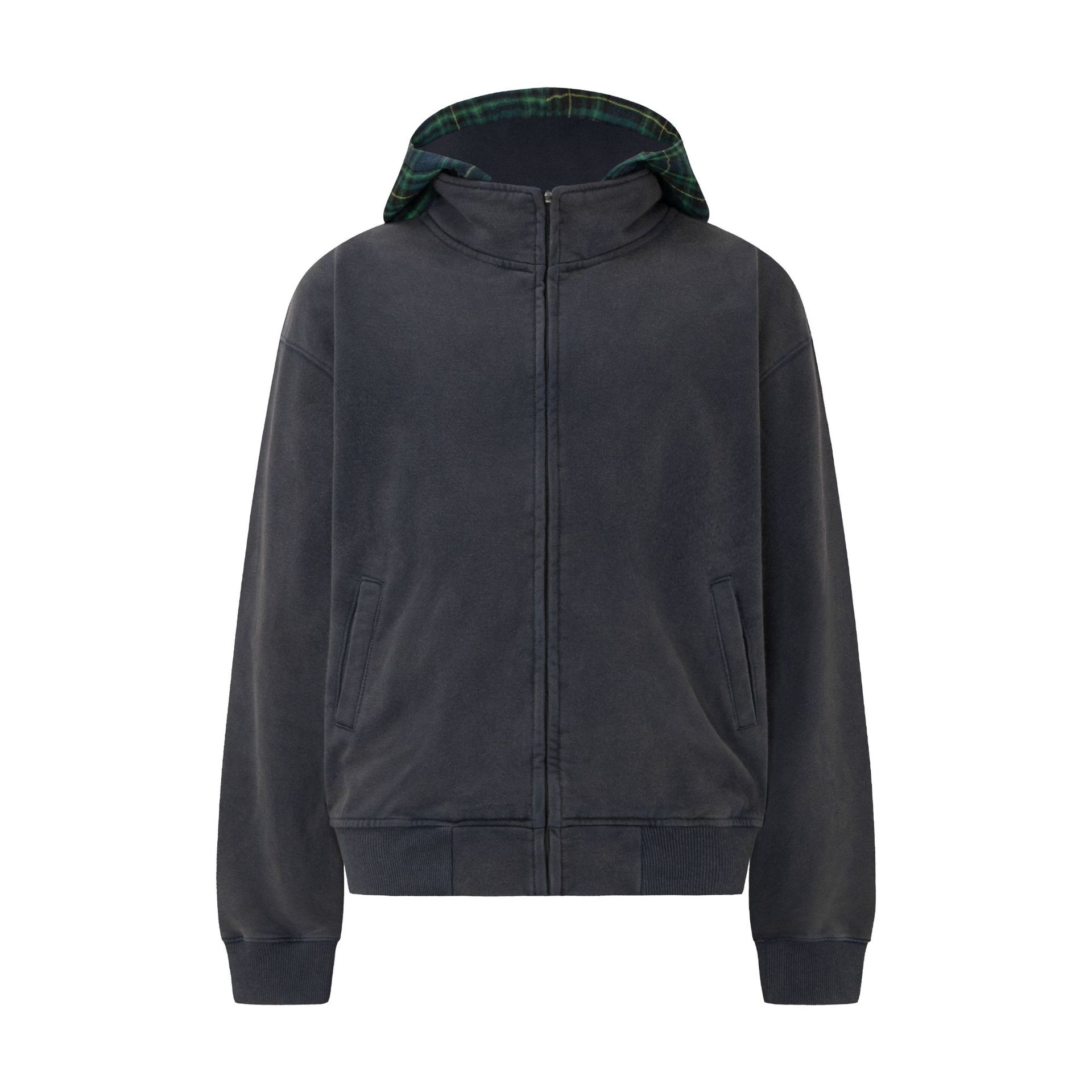 Cotton Checked Relaxed Streetwear Hood Sweatshirt
