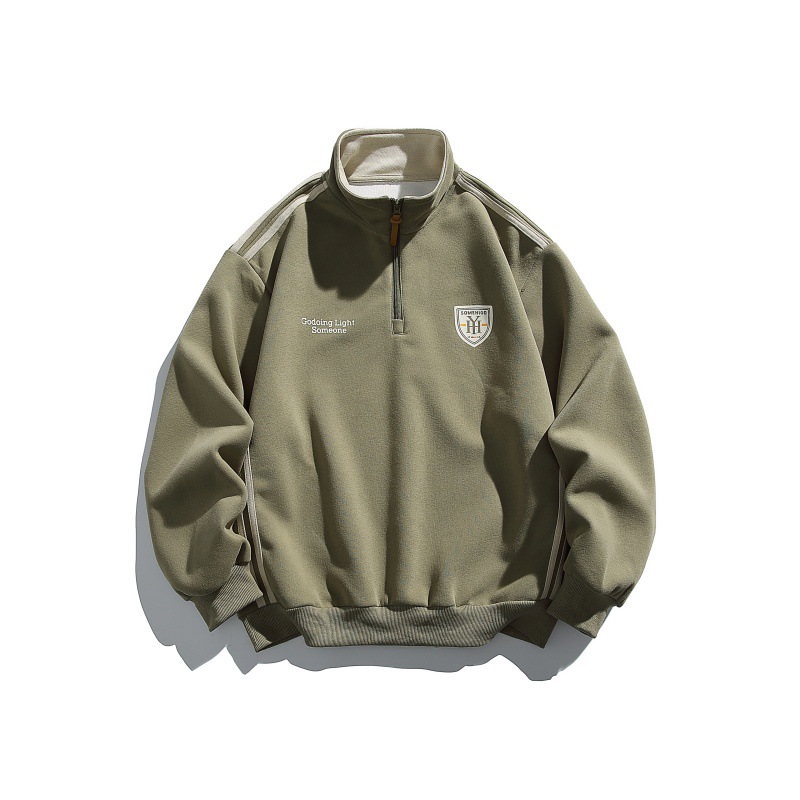Oversized Cotton Twin Band Mock Neck Hoodie