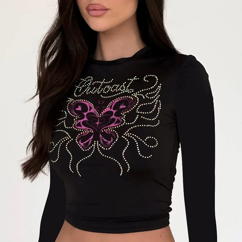 Ladies' Winged Jeweled Full Sleeve Round Neck Top