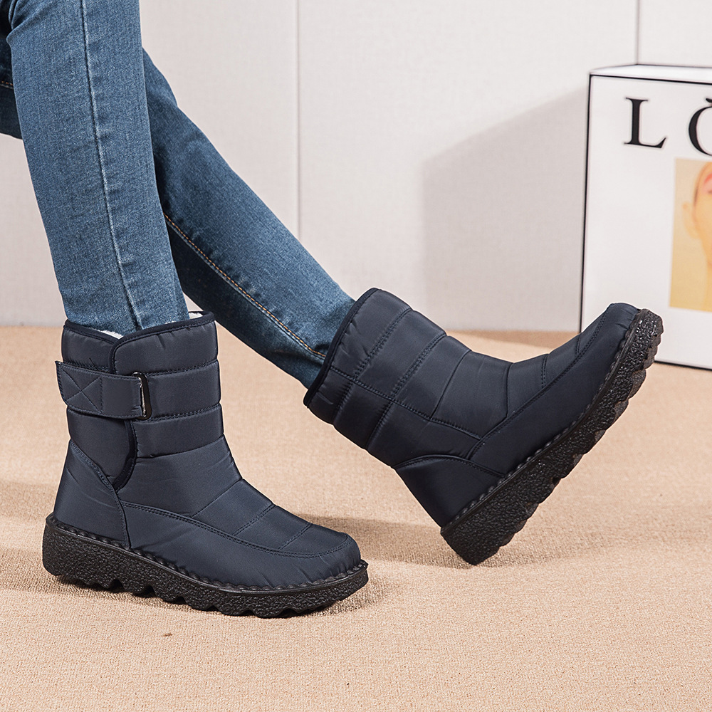Winter New Snow Boots Women's High Top Waterproof Cotton Shoes Casual Short Tube Plush Plus Large Cotton Boots 43 Amazon