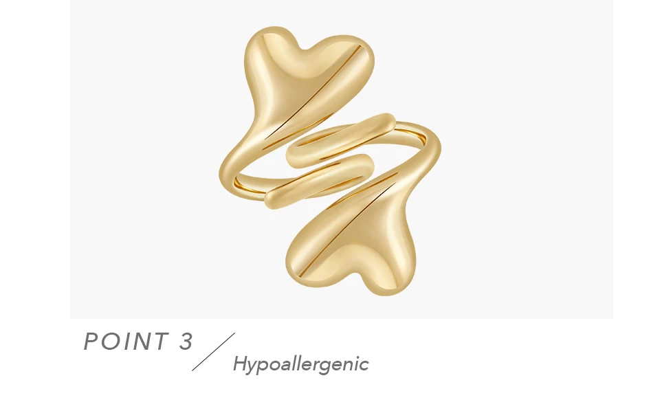 Mini Heart Ring For Women Bi Finger Brass Gold Plated Fashion Jewelry Copper Everydaywear Luck Romantic